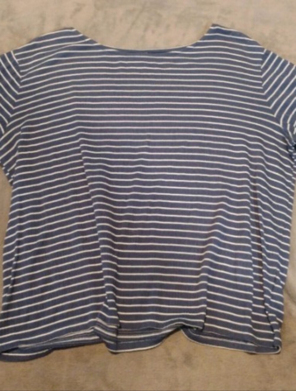 OLD NAVY Blue White Striped Ribbed Knit Ruffle Sleeve Top - M